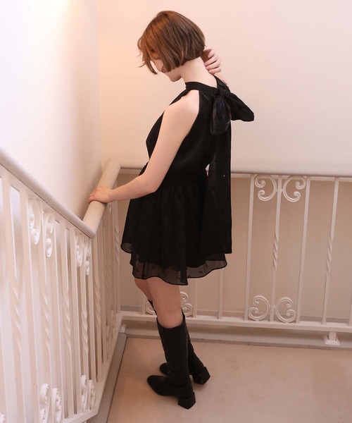 ナイスクラップ　カーディガンsetワンピース　黒 one after another NICE CLAUP/【one after another