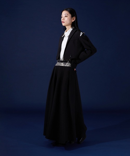 Ellno de Mavie(エルノデメヴィ)の「ウエストジャガードタックスカート/SETUP対応(スカート・レディース・ボルドー/ブラック・FREE)」の6枚目の写真