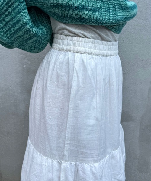 CIAOPANIC（チャオパニック）の「INDIAスカラップレースティアードスカート（スカート・レディース・ブラック/ライム/オフホワイト・FREE）」の4枚目の写真