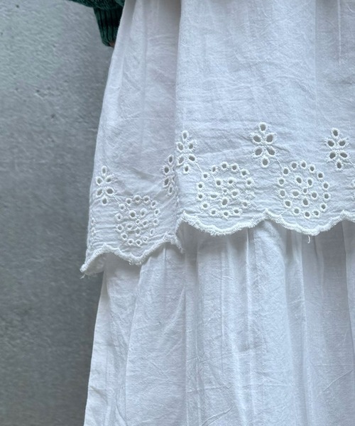 CIAOPANIC（チャオパニック）の「INDIAスカラップレースティアードスカート（スカート・レディース・ブラック/ライム/オフホワイト・FREE）」の5枚目の写真