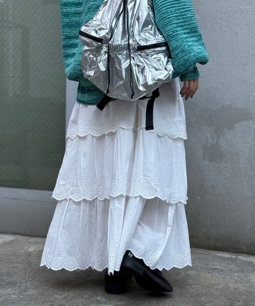 CIAOPANIC（チャオパニック）の「INDIAスカラップレースティアードスカート（スカート・レディース・ブラック/ライム/オフホワイト・FREE）」の21枚目の写真