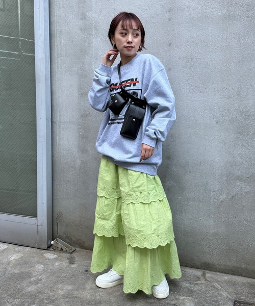 CIAOPANIC（チャオパニック）の「INDIAスカラップレースティアードスカート（スカート・レディース・ブラック/ライム/オフホワイト・FREE）」の14枚目の写真