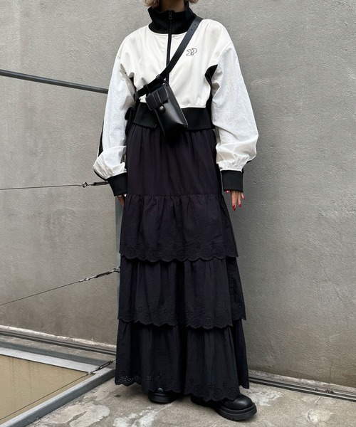 CIAOPANIC（チャオパニック）の「INDIAスカラップレースティアードスカート（スカート・レディース・ブラック/ライム/オフホワイト・FREE）」の18枚目の写真