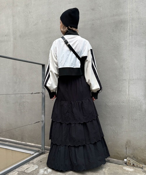 CIAOPANIC（チャオパニック）の「INDIAスカラップレースティアードスカート（スカート・レディース・ブラック/ライム/オフホワイト・FREE）」の13枚目の写真