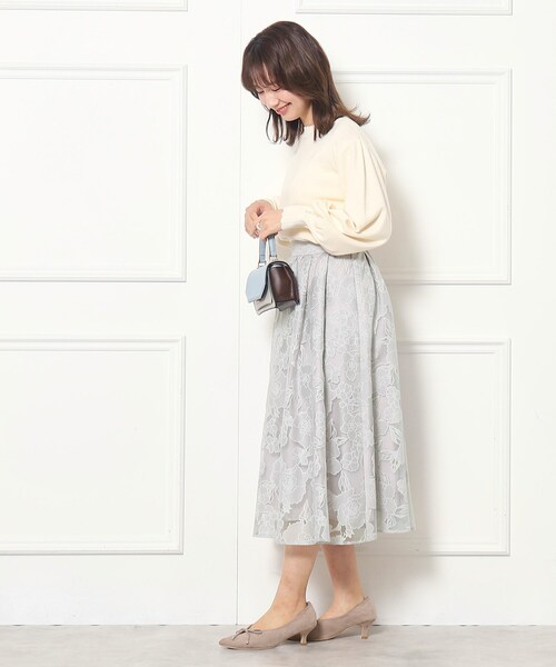 couture brooch（クチュールブローチ）の「◆【2024春新作】オパールフラワースカート（スカート・レディース・ベージュ系その他6/ライトグレー系3/ピンク系その他・40/38/42/36）」の6枚目の写真