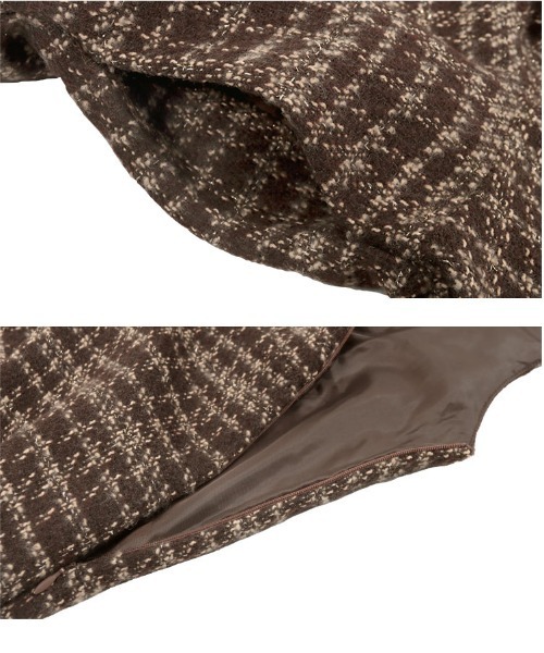 KOBE LETTUCE（コウベレタス）の「ツイードジャンスカ（ジャンパースカート・レディース・ブラック/ブラウン/オフホワイト・M）」の6枚目の写真