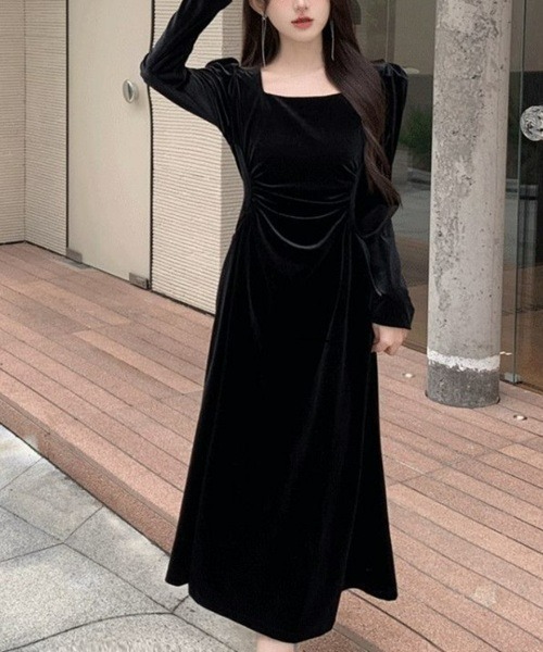 セール】スクエアネックベルベットマーメイドドレス（ドレス）｜Ritomo