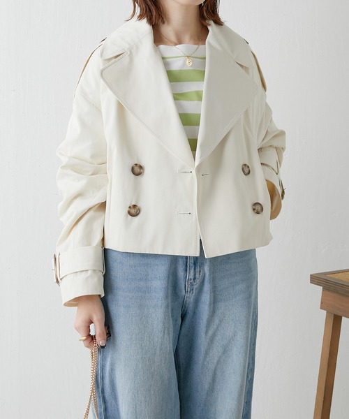 COLLAGE GALLARDAGALANTE(コラージュガリャルダガランテ)の「【OT】ショートトレンチ(トレンチコート・レディース・ネイビー/アイボリー・FREE)」の5枚目の写真