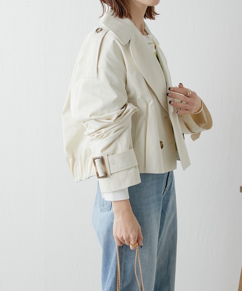 COLLAGE GALLARDAGALANTE(コラージュガリャルダガランテ)の「【OT】ショートトレンチ(トレンチコート・レディース・ネイビー/アイボリー・FREE)」の8枚目の写真