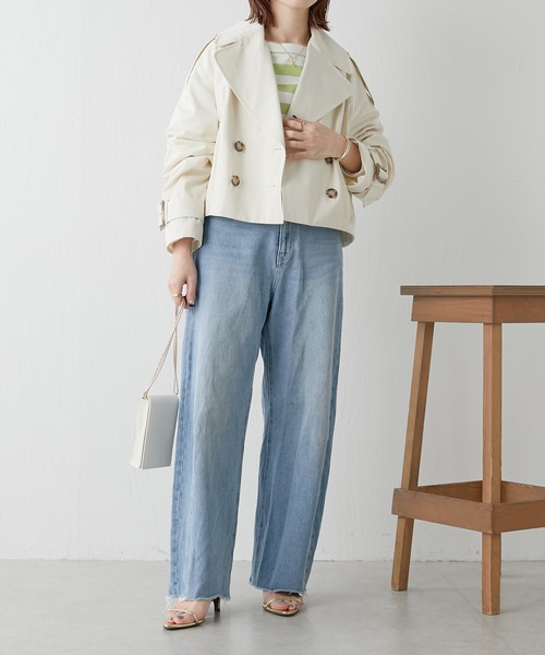 COLLAGE GALLARDAGALANTE(コラージュガリャルダガランテ)の「【OT】ショートトレンチ(トレンチコート・レディース・ネイビー/アイボリー・FREE)」の3枚目の写真