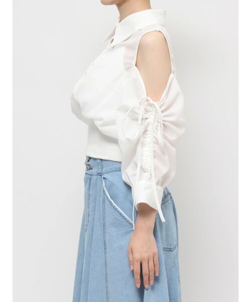 dazzlin（ダズリン）の「シアーシャツドッキングTOPS（シャツ/ブラウス・レディース・グリーン/オフホワイト/パープル・FREE）」の13枚目の写真