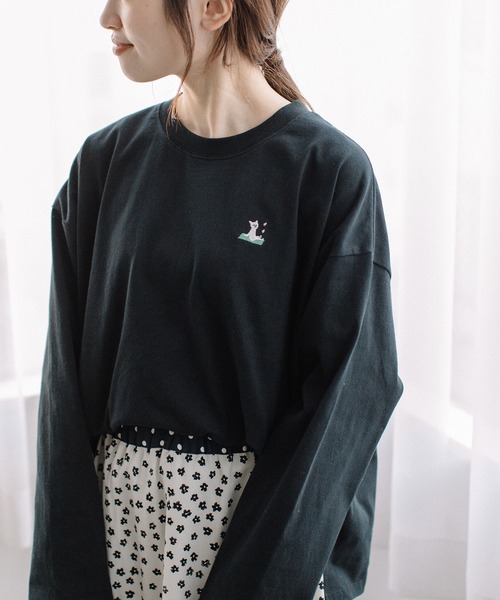 セール】ワンポイント刺繍USAコットンロンTee（Tシャツ