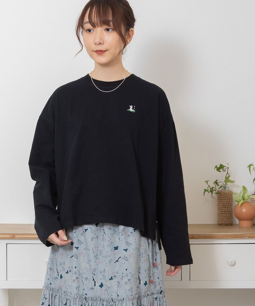 セール】ワンポイント刺繍USAコットンロンTee（Tシャツ