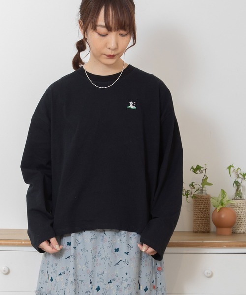 セール】ワンポイント刺繍USAコットンロンTee（Tシャツ
