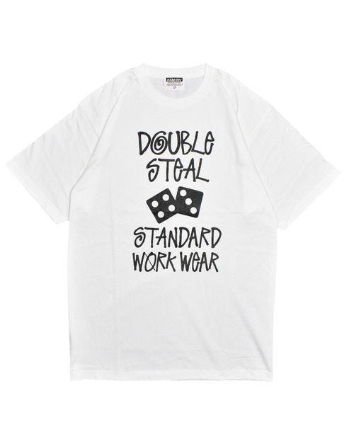 DOUBLE STEAL(ダブルスティール)の「タギング&ダイス Tシャツ(Tシャツ/カットソー・メンズ・ホワイト/セージグリーン/ブルーグレー/ブラック・LARGE/X-LARGE/MEDIUM/XX-LARGE)」の1枚目の写真