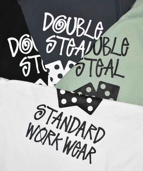 DOUBLE STEAL(ダブルスティール)の「タギング&ダイス Tシャツ(Tシャツ/カットソー・メンズ・ホワイト/セージグリーン/ブルーグレー/ブラック・LARGE/X-LARGE/MEDIUM/XX-LARGE)」の6枚目の写真