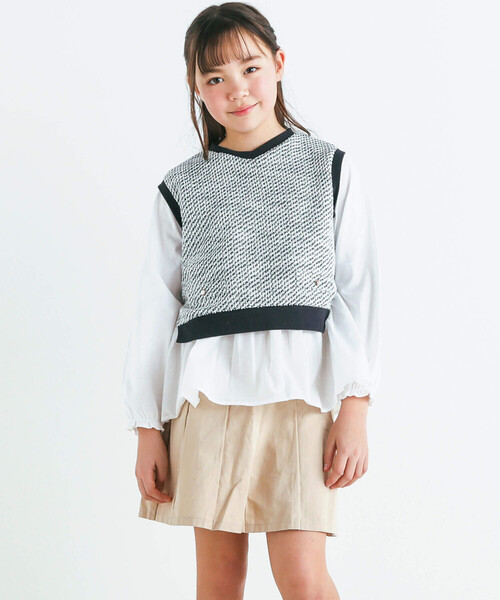 SLAP SLIP（スラップスリップ）の「デニムツイルラメツイードスカパン(90~140cm)（スカート・キッズ・ブラック系その他/ブルー/ベージュ・120cm/140cm/110cm/100cm/90cm/130cm）」の4枚目の写真