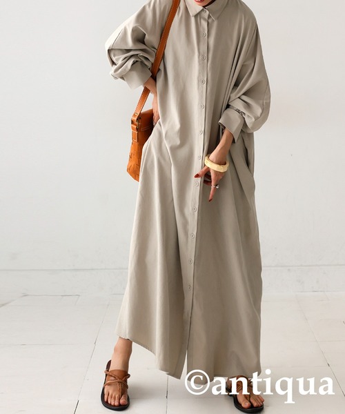 antiqua(アンティカ)の「シャツワンピース(シャツワンピース・レディース・ナチュラル/グレー/ブラック・P/R)」の8枚目の写真
