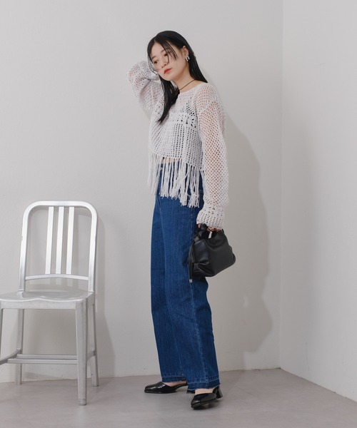 ブラックネット編みトップス フリンジ付き 27_000000024593.jpg?1729585102