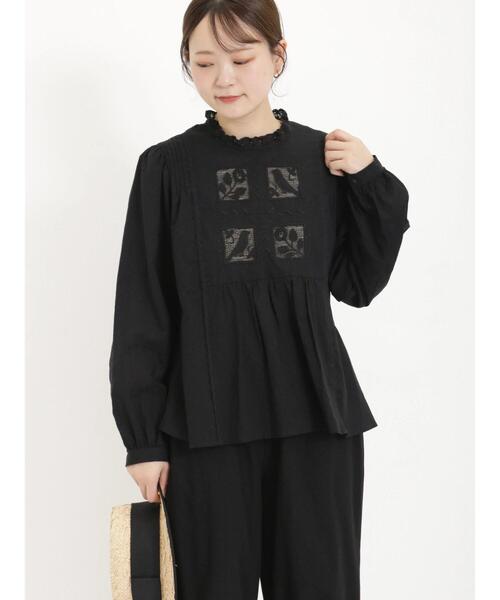 Samansa Mos2（サマンサ モスモス）の「ボイル鳥刺繍ブラウス（シャツ/ブラウス・レディース・オフホワイト/ブラック/キナリ・F）」の4枚目の写真
