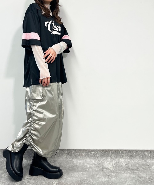 ANAP（アナップ）の「ユニフォームオーバーサイズTシャツ（Tシャツ/カットソー・レディース・ホワイト/ブラック×ホワイト/ブラック・FREE）」の17枚目の写真