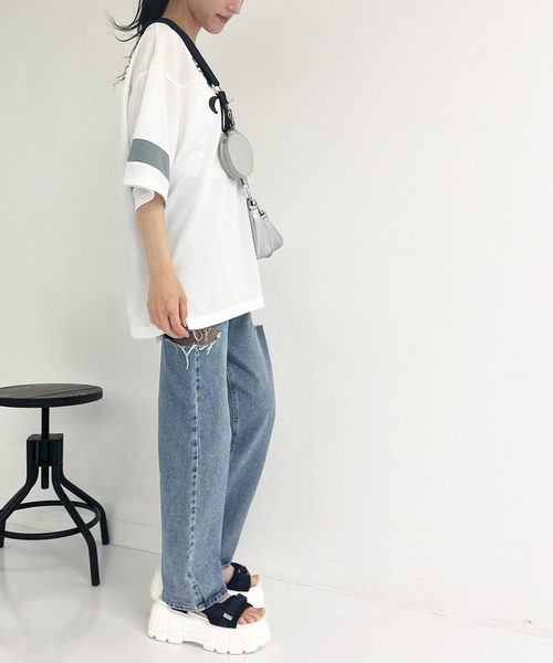 ANAP（アナップ）の「ユニフォームオーバーサイズTシャツ（Tシャツ/カットソー・レディース・ホワイト/ブラック×ホワイト/ブラック・FREE）」の11枚目の写真