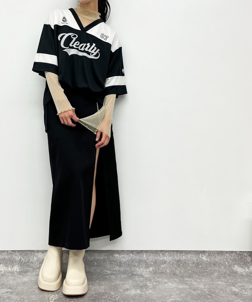 ANAP（アナップ）の「ユニフォームオーバーサイズTシャツ（Tシャツ/カットソー・レディース・ホワイト/ブラック×ホワイト/ブラック・FREE）」の5枚目の写真