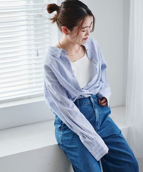 le.coeur blanc(ルクールブラン)の「コットン麻オーバーシャツ(シャツ/ブラウス・レディース・ブルー系その他3/モカ/ネイビー/ライトベージュ/ピンク系その他2・38)」の4枚目の写真