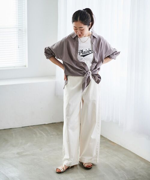 le.coeur blanc(ルクールブラン)の「コットン麻オーバーシャツ(シャツ/ブラウス・レディース・ブルー系その他3/モカ/ネイビー/ライトベージュ/ピンク系その他2・38)」の6枚目の写真