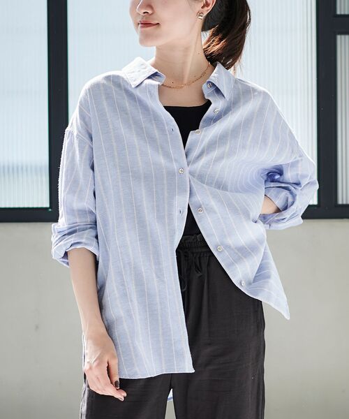 le.coeur blanc(ルクールブラン)の「コットン麻オーバーシャツ(シャツ/ブラウス・レディース・ブルー系その他3/モカ/ネイビー/ライトベージュ/ピンク系その他2・38)」の13枚目の写真