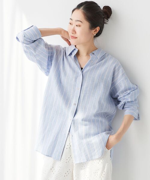 le.coeur blanc(ルクールブラン)の「コットン麻オーバーシャツ(シャツ/ブラウス・レディース・ブルー系その他3/モカ/ネイビー/ライトベージュ/ピンク系その他2・38)」の15枚目の写真