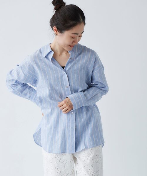 le.coeur blanc(ルクールブラン)の「コットン麻オーバーシャツ(シャツ/ブラウス・レディース・ブルー系その他3/モカ/ネイビー/ライトベージュ/ピンク系その他2・38)」の16枚目の写真