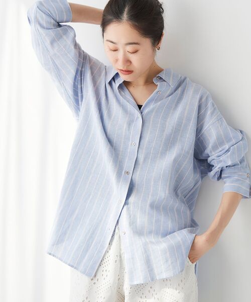 le.coeur blanc(ルクールブラン)の「コットン麻オーバーシャツ(シャツ/ブラウス・レディース・ブルー系その他3/モカ/ネイビー/ライトベージュ/ピンク系その他2・38)」の17枚目の写真