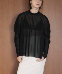 SHEER MESH CURVE SLEEVE TOPS