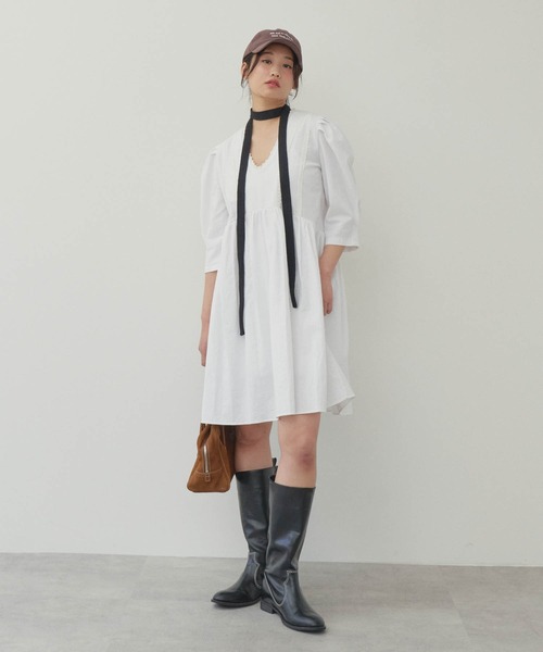 GIUNON(ジウノン)の「slim knit stall / スリムニットストール(ストール/ショール・レディース・ブラック・FREE)」の18枚目の写真