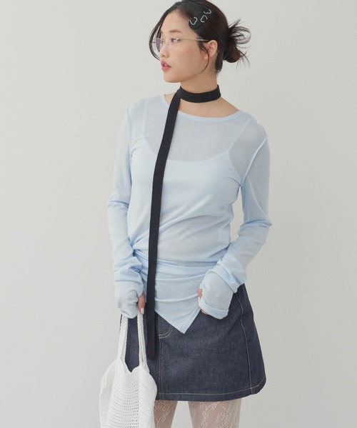 GIUNON(ジウノン)の「slim knit stall / スリムニットストール(ストール/ショール・レディース・ブラック・FREE)」の19枚目の写真