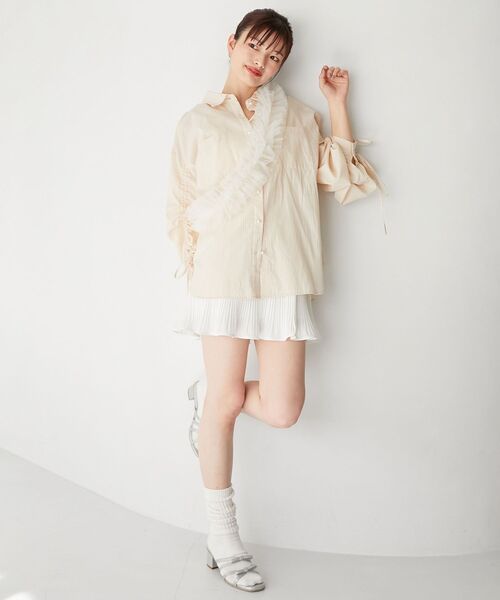 MAJESTIC LEGON（マジェスティックレゴン）の「プリーツフレアミニスカパン（スカート・レディース・ブラック/グレー/オフホワイト・MEDIUM）」の16枚目の写真