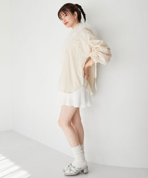 MAJESTIC LEGON（マジェスティックレゴン）の「プリーツフレアミニスカパン（スカート・レディース・ブラック/グレー/オフホワイト・MEDIUM）」の17枚目の写真