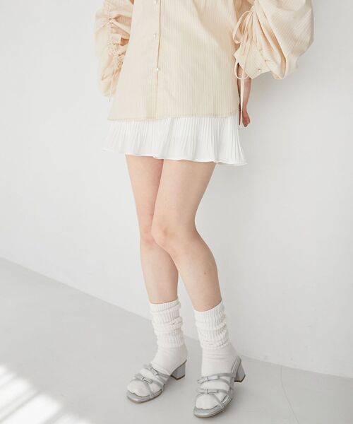 MAJESTIC LEGON（マジェスティックレゴン）の「プリーツフレアミニスカパン（スカート・レディース・ブラック/グレー/オフホワイト・MEDIUM）」の19枚目の写真