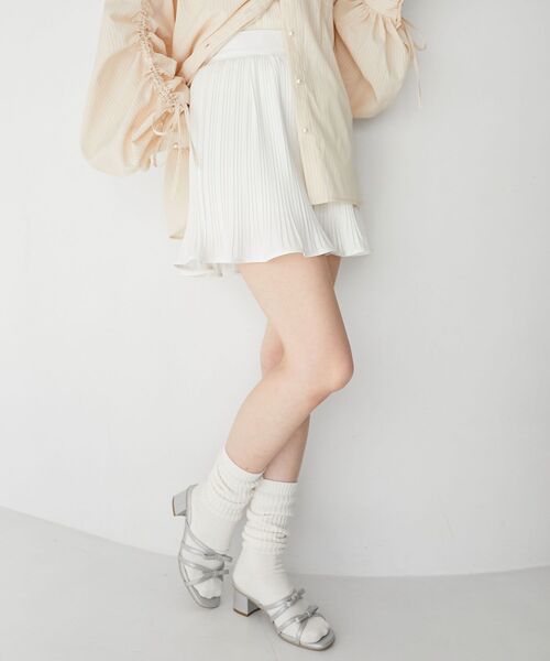 MAJESTIC LEGON（マジェスティックレゴン）の「プリーツフレアミニスカパン（スカート・レディース・ブラック/グレー/オフホワイト・MEDIUM）」の20枚目の写真