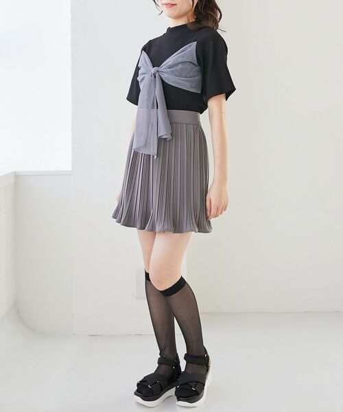 MAJESTIC LEGON（マジェスティックレゴン）の「プリーツフレアミニスカパン（スカート・レディース・ブラック/グレー/オフホワイト・MEDIUM）」の6枚目の写真