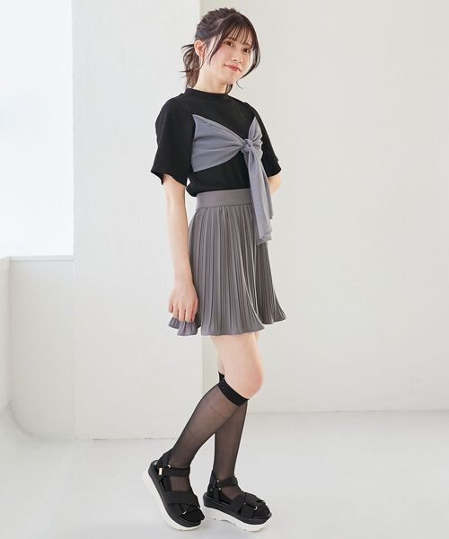 MAJESTIC LEGON（マジェスティックレゴン）の「プリーツフレアミニスカパン（スカート・レディース・ブラック/グレー/オフホワイト・MEDIUM）」の7枚目の写真