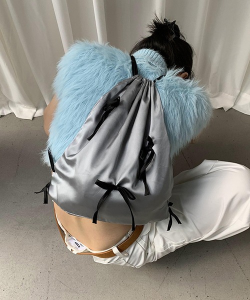 MEMECLE（メメクル）の「【 MEMECLE / メメクル 】リボンナップサック（バックパック/リュック・レディース・パープル/ホワイト/ブラック/シルバー・FREE）」の7枚目の写真