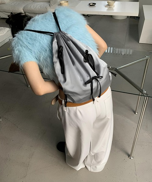 MEMECLE（メメクル）の「【 MEMECLE / メメクル 】リボンナップサック（バックパック/リュック・レディース・パープル/ホワイト/ブラック/シルバー・FREE）」の9枚目の写真