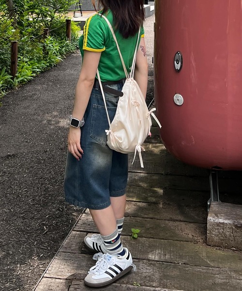 MEMECLE（メメクル）の「【 MEMECLE / メメクル 】リボンナップサック（バックパック/リュック・レディース・パープル/ホワイト/ブラック/シルバー・FREE）」の16枚目の写真