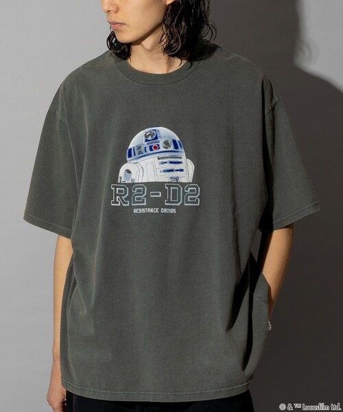 FREAK'S STORE(フリークスストア)の「FREAK’S STORE/フリークスストア STARWARS/スターウォーズ R2-D2 フロッキープリント ショートスリーブTシャツ/半袖/リラックスフィット(Tシャツ/カットソー・メンズ・ブラック/ネイビー/グリーン・MEDIUM/LARGE)」の5枚目の写真
