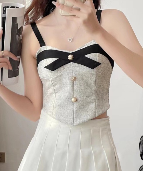 AR23816＊ウエストビジュー✖️ライトツイードキャミドレスlblXS AngelR - AR23816＊ウエストビジュー✖️ライトツイードキャミ