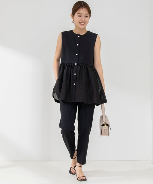 NOLLEY’S（ノーリーズ）の「ウォッシャブル美脚オックスパンツ（その他パンツ・レディース・オフホワイト/ブルー系その他6/ブラック・38/36/34/40）」の6枚目の写真