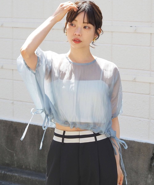 tiptop(ティップトップ)の「シアー裾ドロストリボンブラウス(シャツ/ブラウス・レディース・オレンジ/アイボリー/ブラック/ブルー/イエロー系その他・FREE)」の19枚目の写真