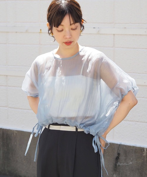 tiptop(ティップトップ)の「シアー裾ドロストリボンブラウス(シャツ/ブラウス・レディース・オレンジ/アイボリー/ブラック/ブルー/イエロー系その他・FREE)」の18枚目の写真